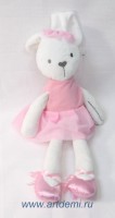 Кукла зайчик плюшевая ,игрушка,балеринка в пуантах ,длина 35см,цвет розовый - www.artdemi.ru