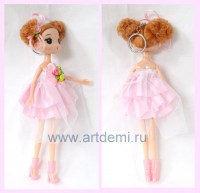 Кукла брелок ,розовый цвет ,размер 24см   - www.artdemi.ru